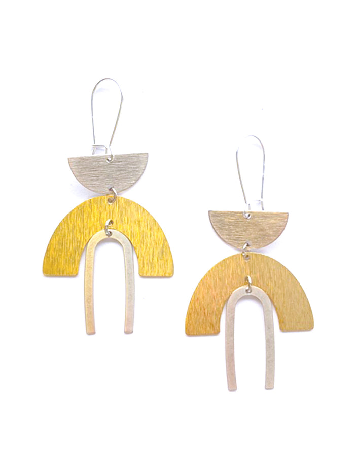 Modern Shapes Mixed Metal Earrings