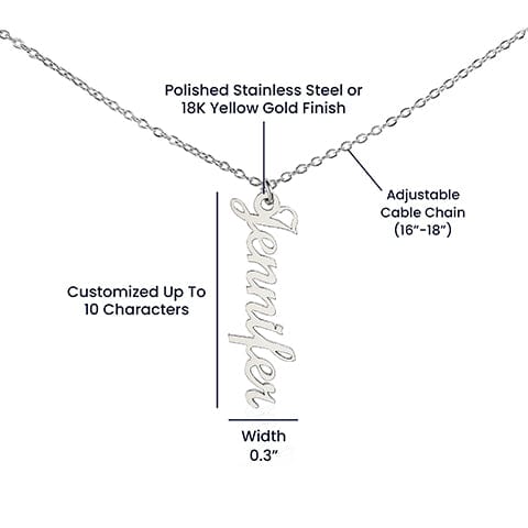 Mom Gift, Personalized Vertical Name Necklace (1-4 names): Thank You For A Beautiful Childhood...