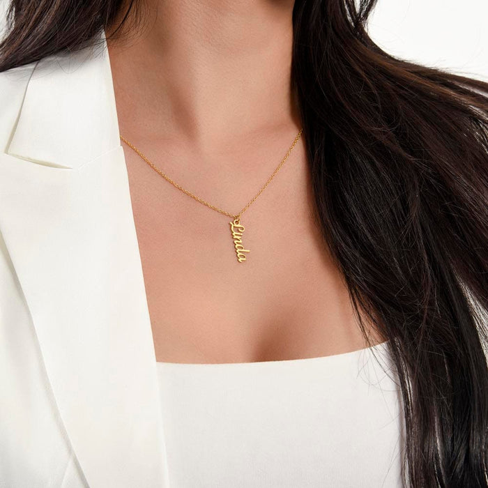 Mom Gift, Personalized Vertical Name Necklace (1-4 names): Thank You For A Beautiful Childhood...