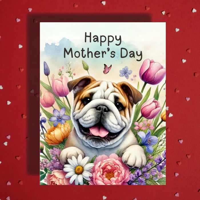 Mother's Day Card, Customizable: Bulldog Dog