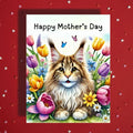 Mother's Day Card, Customizable: Maine Coon Cat