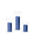 Navy 5cm Pillar in 8cm Glass Set - Sm Pack of 1