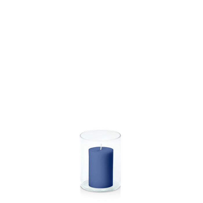 Navy 5cm x 7.5cm Pillar in 8cm x 10cm Glass Pack of 1