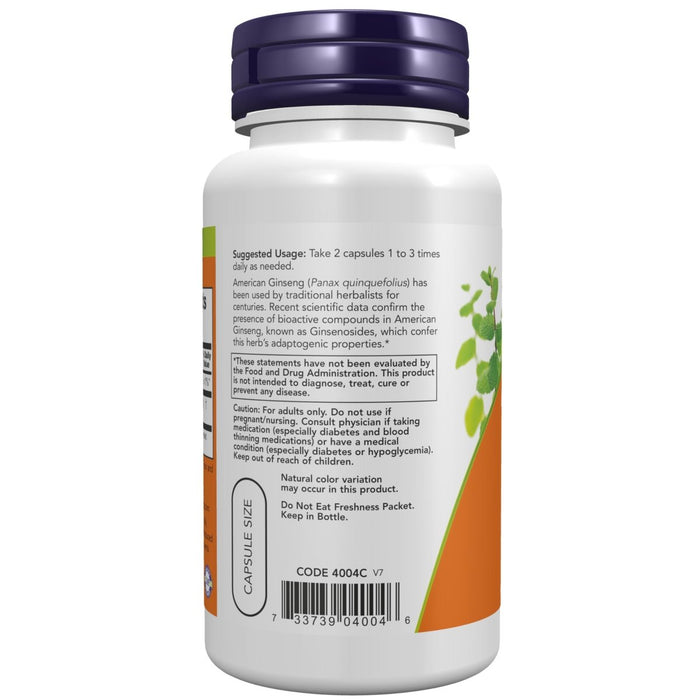 Now Foods American Ginseng 500 mg 100 Vcaps - 4004 - The Oasis of Health
