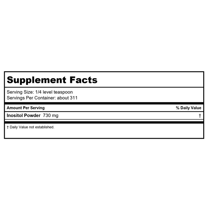 Now Foods Inositol Powder Vegetarian 1 Pound - 0529 - Supplement Facts panel