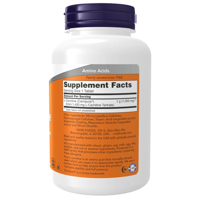 Now Foods L - Carnitine 1000 mg 100 Tablets - 0068 - The Oasis of Health