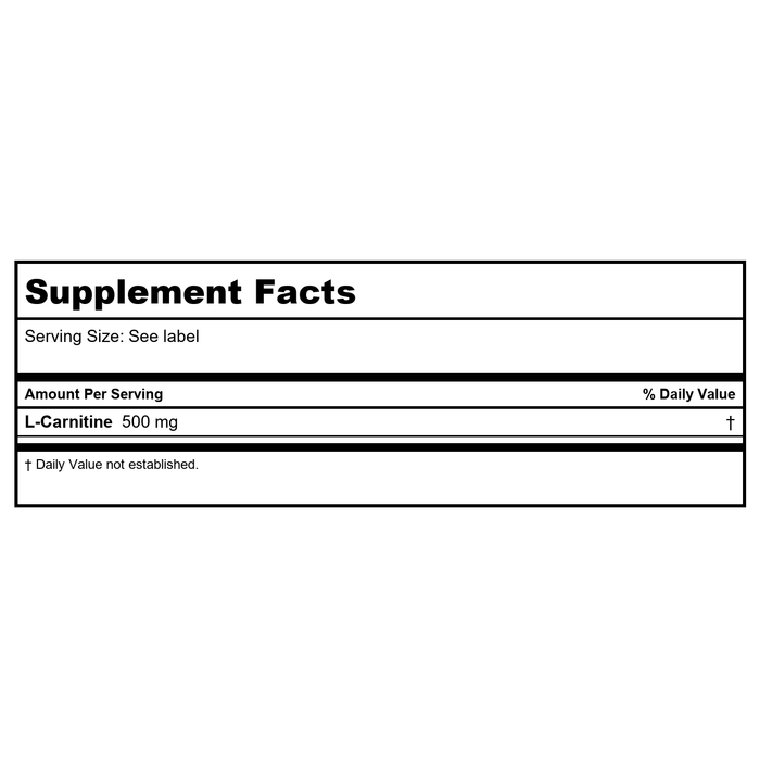 Now Foods L-Carnitine 500 mg 180 Vcaps - 0073 - Supplement Facts panel