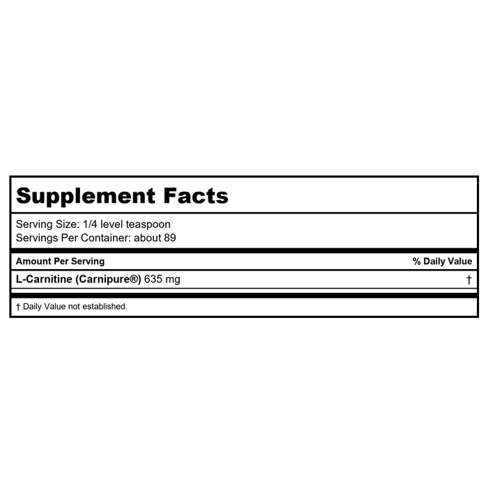 Now Foods L-Carnitine Pure Powder 3oz - 0217 - Supplement Facts panel
