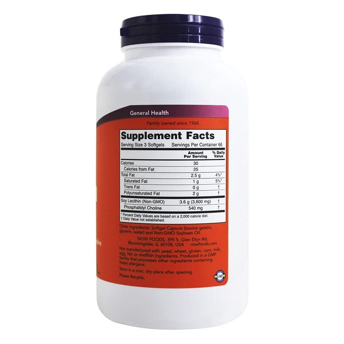 Now Foods Lecithin 1200 mg 200 Softgels - 2212 - The Oasis of Health