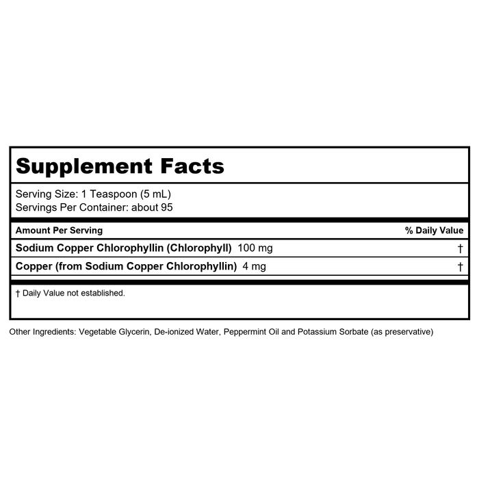 Now Foods Liquid Chlorophyll 16oz - 2644 - Supplement Facts panel