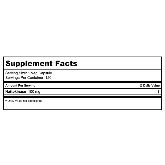 Now Foods Nattokinase 100 mg 120 Vcaps - 3141 - Supplement Facts panel