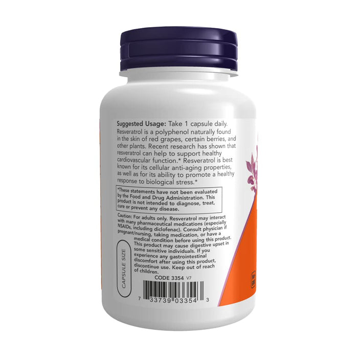 Now Foods Natural Resveratrol 200 mg 60 Vcaps - 3353 - The Oasis of Health