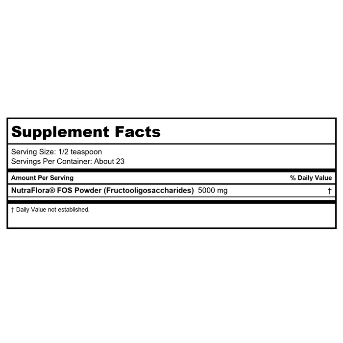Now Foods NutraFlora FOS 4oz - 2942 - Supplement Facts panel