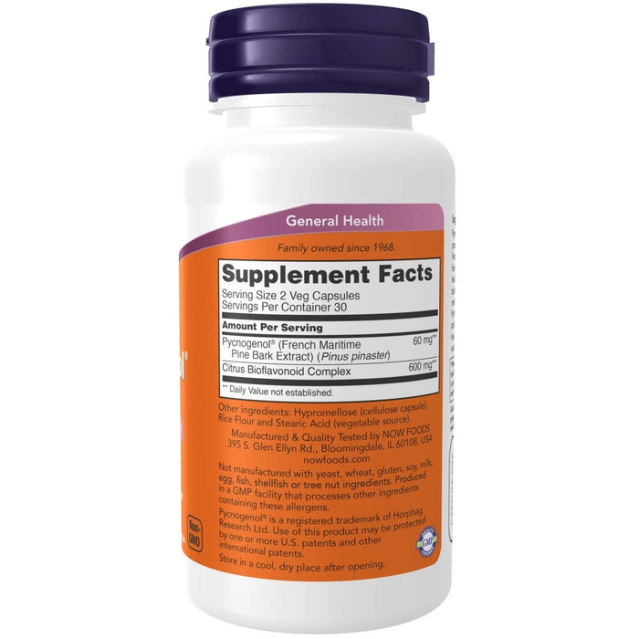 Now Foods Pycnogenol 30mg 60 Vcaps - 3264 - The Oasis of Health