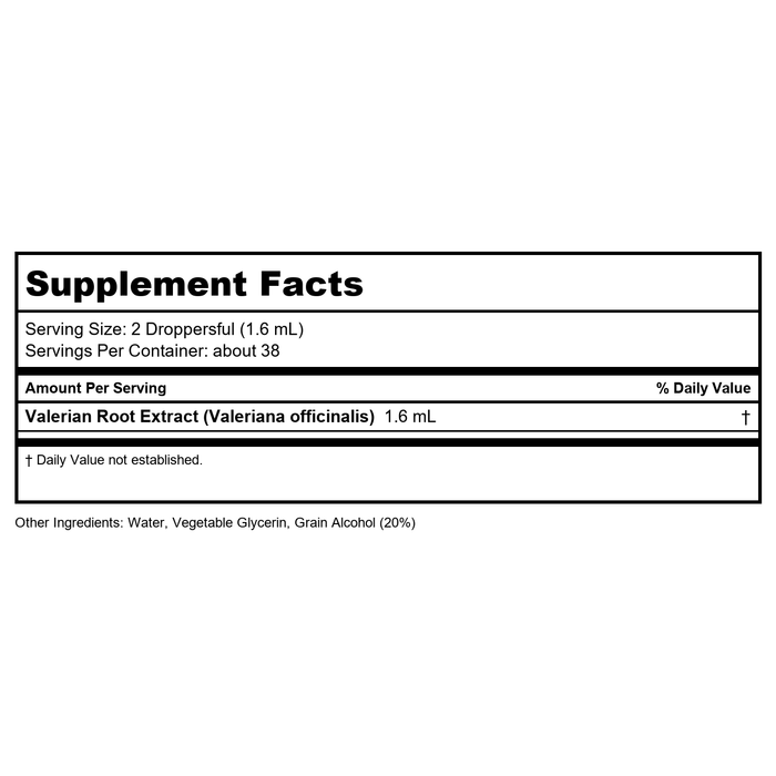 Now Foods Valerian Root Extract 2oz - 4970 - Supplement Facts panel