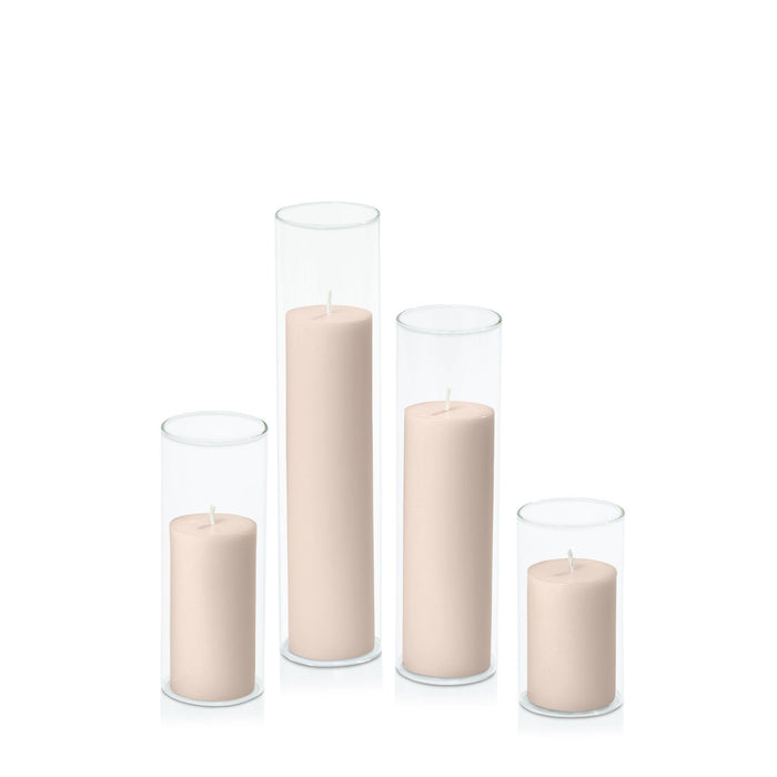 Nude 5cm Pillar in 5.8cm Glass, Med - Set of 6