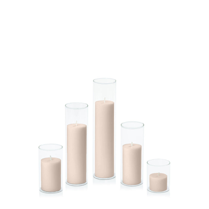 Nude 5cm Pillar in 5.8cm Glass, Sm - Set of 6