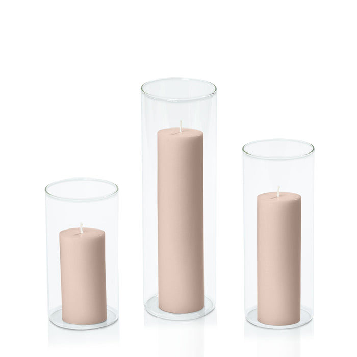 Nude 5cm Pillar in 8cm Glass, Med - Set of 6
