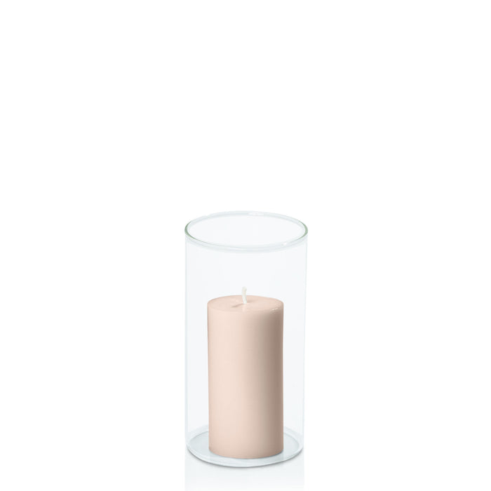 Nude 5cm x 10cm Pillar in 8cm x 15cm Glass Pack of 1