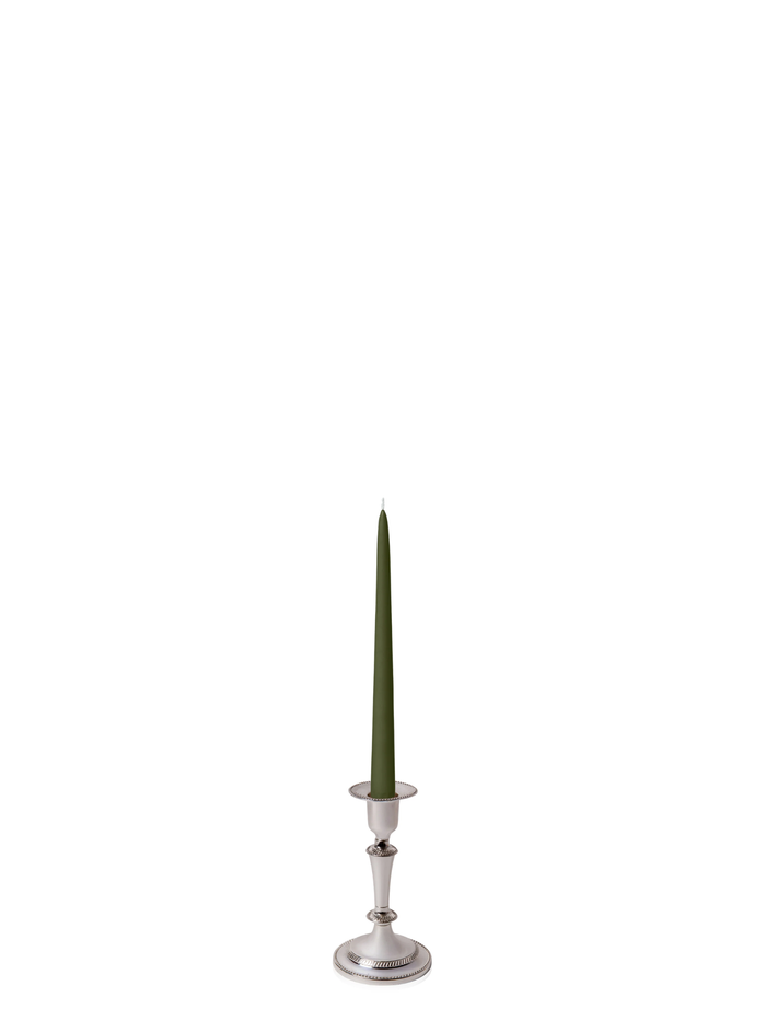 Olive 25cm Taper Candles with Medium Antique Silver Eloise Candle Holders - Set of 12 Pack of 12