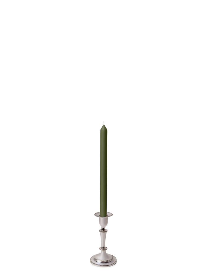 Olive 30cm Dinner Candles with Medium Antique Silver Eloise Candle Holders - Set of 12 Pack of 12