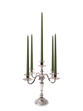 Olive 35cm & 45cm Taper Candles with Antique Silver Charlotte 5-Arm Candelabra - Set of 2 Pack of 10