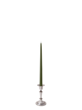 Olive 35cm Taper Candles with Medium Antique Silver Eloise Candle Holders - Set of 12 Pack of 12