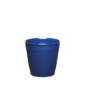 Original Plastic Cup Base in Indigo Blue, M 12oz size, shown from a front angle against a white background, featuring the tapered reusable cup design with measurement markings visible on the inner rim.