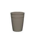 KeepCup Original Plastic Cup Base in Warm Grey, M 12oz size, shown from a front angle against a white background, featuring the tapered reusable cup with lid attached.