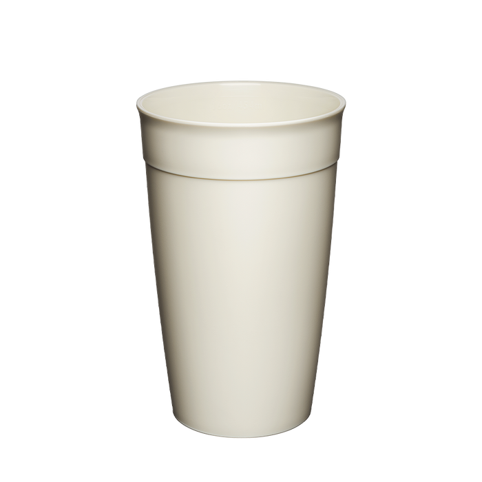 KeepCup Original Plastic Cup Base in Chalk, L 16oz size, shown upright against a plain white background, displaying the cream-coloured reusable cup with its characteristic band detail near the rim.
