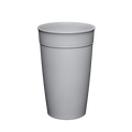 KeepCup Original Plastic Cup Base in Dove Grey, L 16oz size, shown from a front angle against a white background, displaying the tapered reusable cup design with ribbed grip band near the rim.