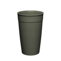 KeepCup Original Plastic Cup Base in Olive Grey, L 16oz/454ml capacity, shown from a front angle against a white background, displaying the tapered reusable cup design with measurement markings visible inside the rim.