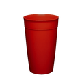 KeepCup Original Plastic Cup Base in Ruby Red, L 16oz, shown upright against a white background, displaying the tapered reusable cup with embossed capacity marking near the rim.