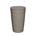 KeepCup Original Plastic Cup Base in Warm Grey, L 16oz size, shown at a slight angle against a white background, displaying the tapered cup shape and subtle rim detail.