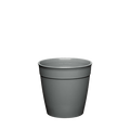 KeepCup Original Plastic Cup Base in Grey Mist, S 8oz size, shown from a front angle against a white background, displaying the tapered cup shape with matte grey exterior and glossy light grey interior with capacity marking.