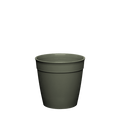 Original Plastic Cup Base in Olive Green, S 8oz size, shown from a front angle against a white background. The tapered reusable cup base features a matte finish with a measurement marking of 8oz/227ml visible on the inner rim.