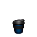 KeepCup Original XXS 4oz in Navy Black, featuring a deep blue cup body with black silicone band and black lid, shown from a front angle against a white background.