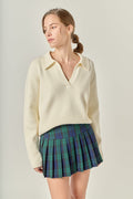 Oversized Collar Knit Top