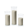 Pale Eucalypt 7cm Pillar in 8cm Glass, Med - Set of 6