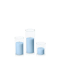 Pastel Blue 5cm Pillar in 5.8cm Glass, Sm - Set of 6