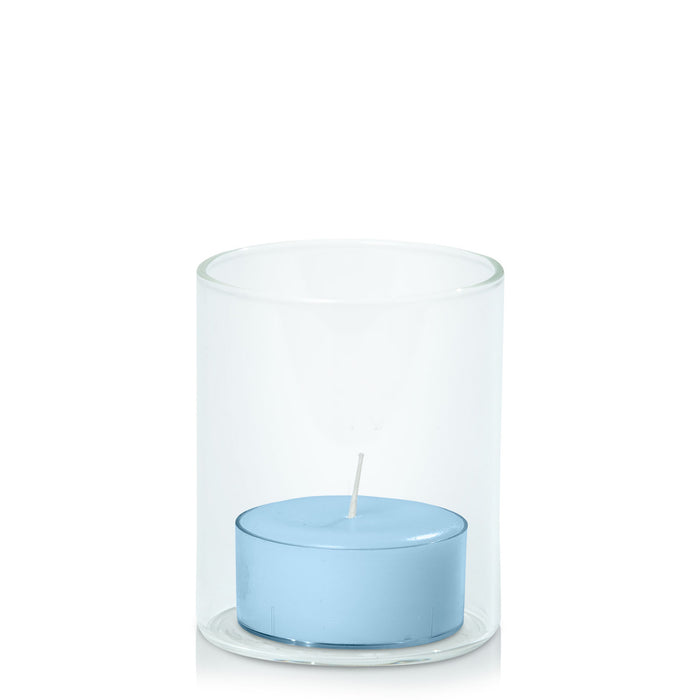 Pastel Blue Tealight in 5.8cm x 7cm Glass Pack of 24