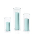 Pastel Teal 5cm Pillar in 8cm Glass Set - Med Pack of 1