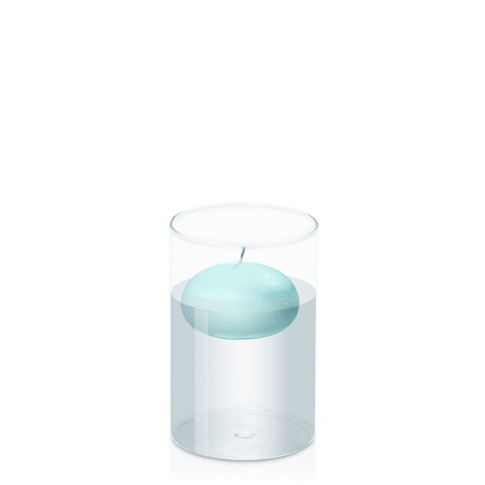 Pastel Teal 7.5cm Floating Candle in 10cm x 15cm Glass Pack of 1