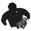 Patriotic with Motorcycle Unisex Zip Hoodie - Black with American Flag Design