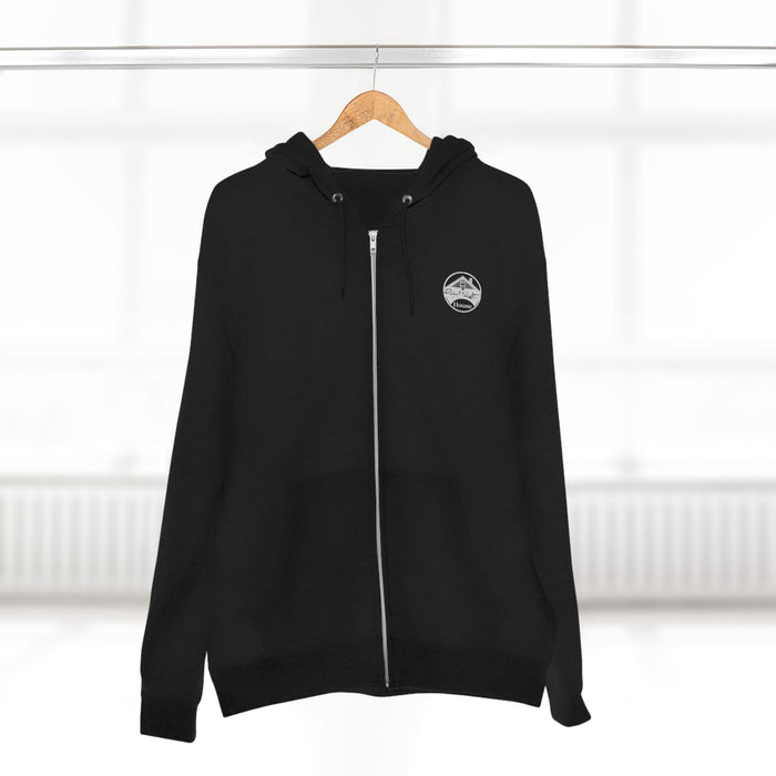 Patriotic with Motorcycle Unisex Zip Hoodie - Black with American Flag Design