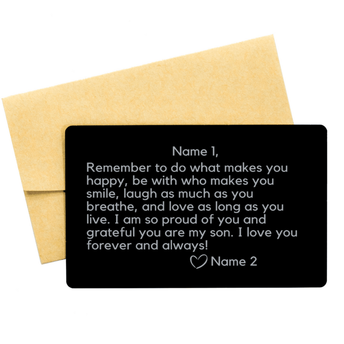 Personalized Engraved Wallet Card For Him: Remember To Do What Makes You Happy...