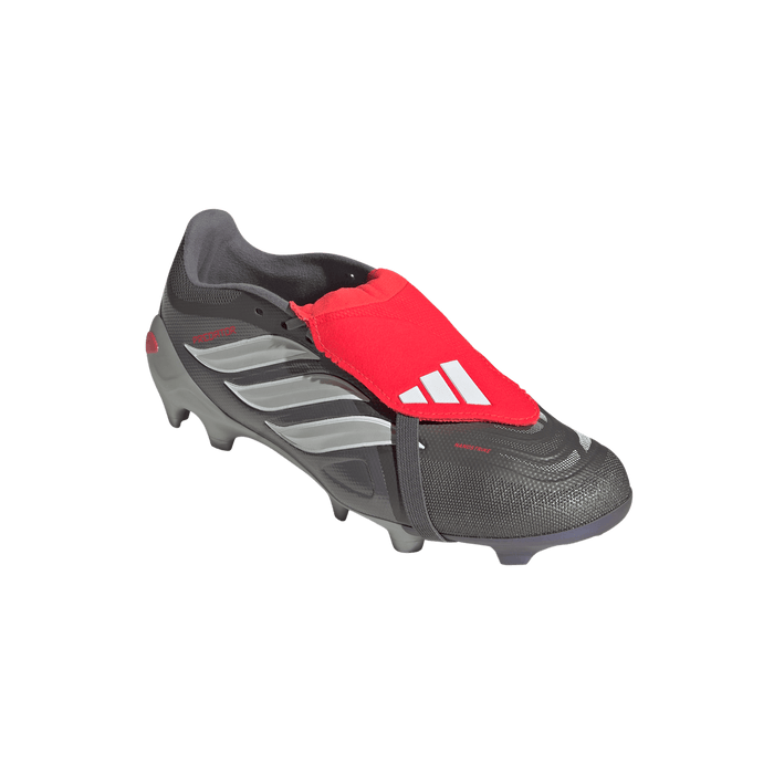 adidas Predator League Fold-Over Tongue FG Soccer Cleats | Iron Metallic / Red | Men's