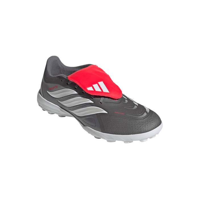 adidas Predator League Fold-Over Tongue Turf Soccer Shoes | Iron Metallic / Zero Metalic / Lucid Red | Men's
