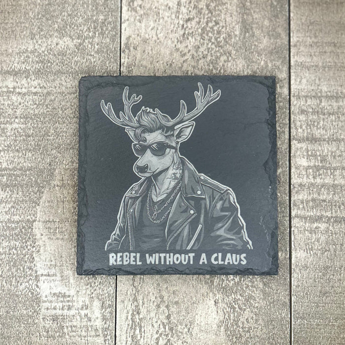 REBEL WITHOUT A CLAUS | SLATE COASTER 2-PACK