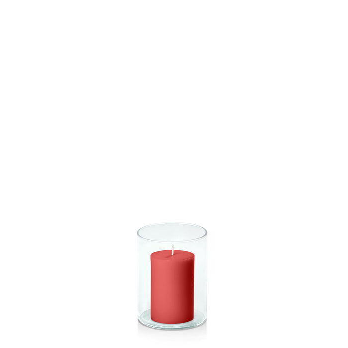 Red 5cm x 7.5cm Pillar in 8cm x 10cm Glass Pack of 1